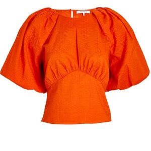 Frame - Puff Sleeve Cotton Seersucker Top